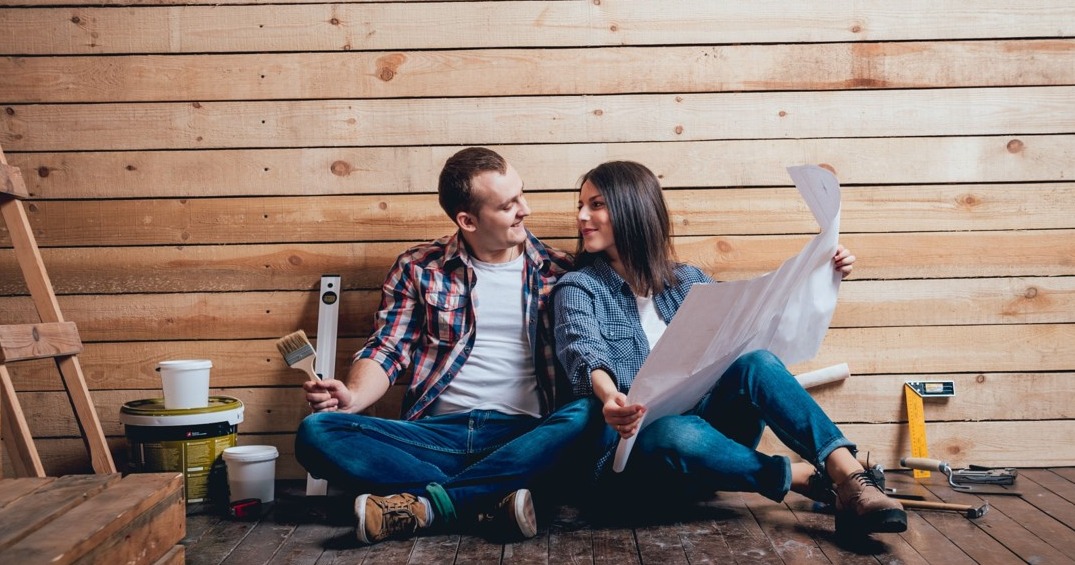 Couple working on home renovations